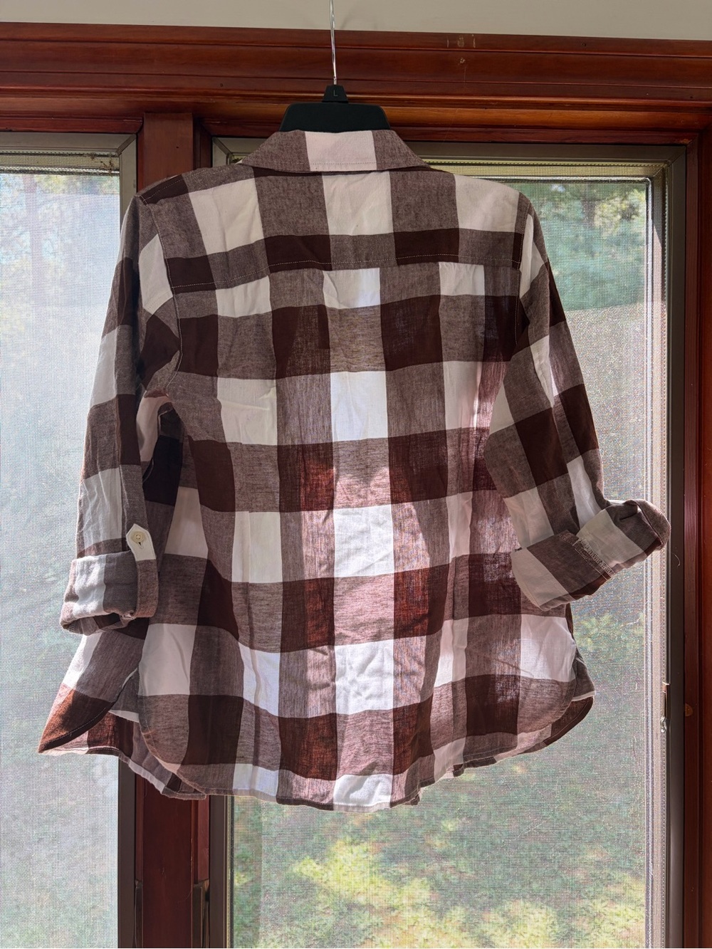 Tommy Hilfiger Brown and White Buffalo Plaid Button-Down Shirt - Picture 2 of 3